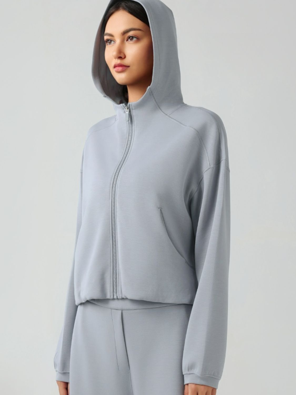 Millennia Zip Up Dropped Shouder Active Hooded - felvior