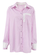 Striped Collared Neck Long Sleeve Shirt