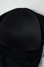 Floral Gingham Halter Neck Drawstring One Piece Swimwear