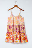 Floral Spaghetti Strap Tiered Dress - felvior