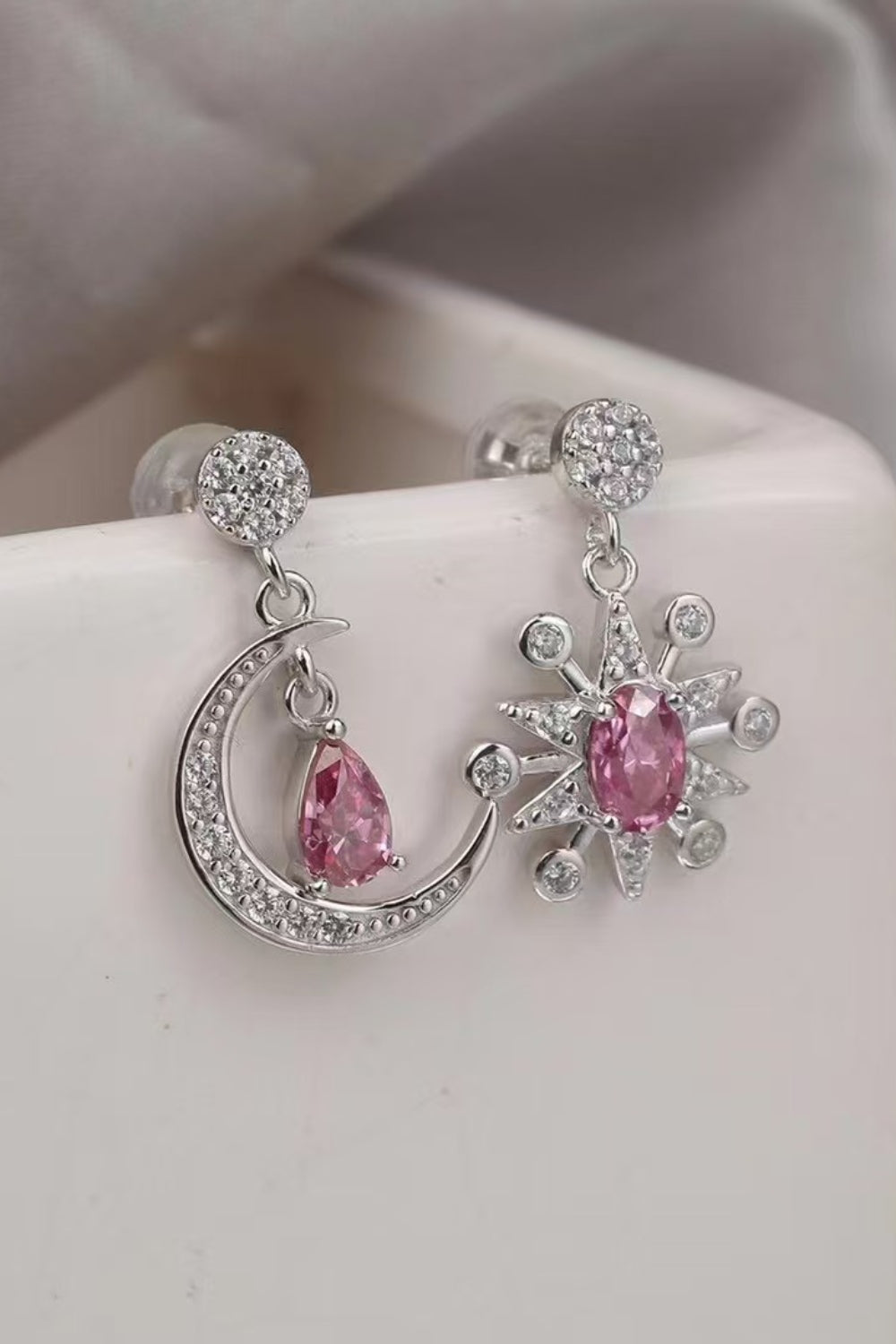 1 Carat Moissanite 925 Sterling Silver Moon & Star Earrings - felvior