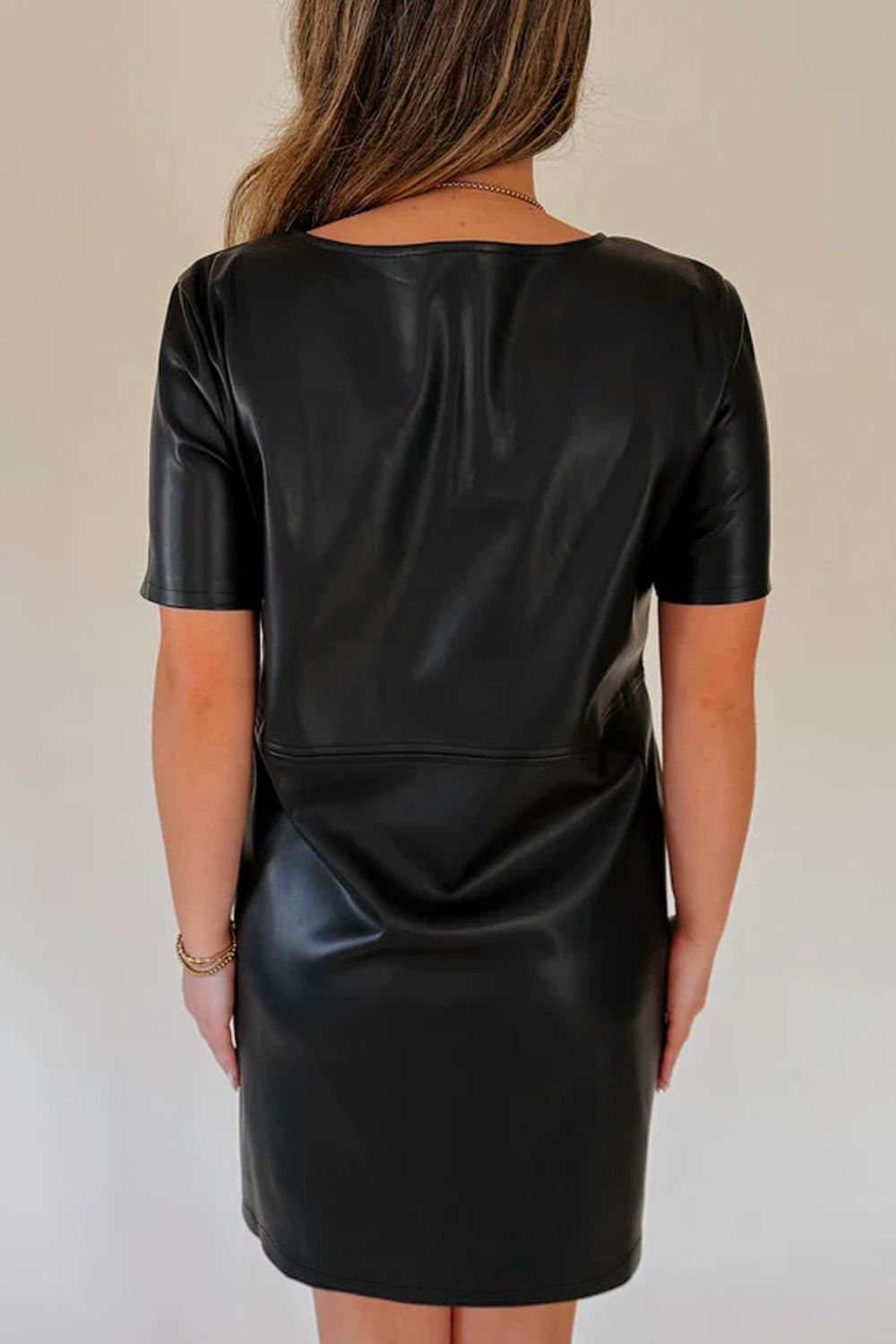 Round Neck Short Sleeve Mini Dress - felvior