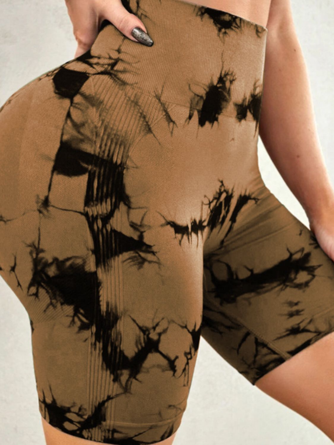 Tie-Dye High Waist Active Shorts - felvior