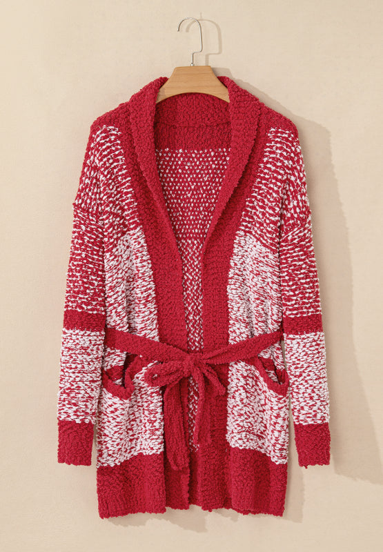 Contrast Trim Open Front Longline Cardigan - felvior
