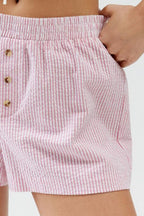 Striped Elastic Waist Shorts