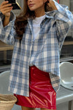 Plaid Button Up Long Sleeve Jacket - felvior