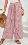 Slit Printed Wide leg Pants - felvior