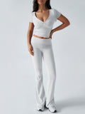 Devine Short Sleeve Top and Bootcut Legging Set - felvior