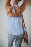 Backless Halter Neck Denim Top - felvior