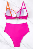 Contrast Sweetheart Neck Bikini Set - felvior