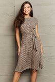 Perfee Round Neck Tie Waist Dress - felvior