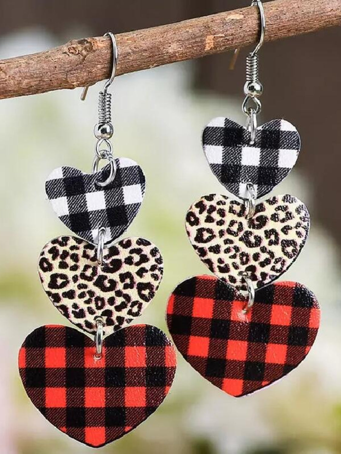 Printed PU Leather Dangle Earrings - felvior