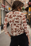 Oh Full Size Animal Print Button Down Plunge Top - felvior