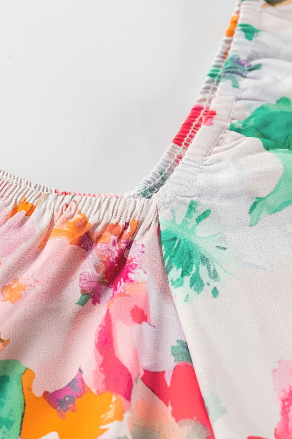 Floral Square Neck Ruffle Sleeve Blouse - felvior