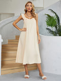 Ruffled V-Neck Midi Dress - felvior