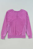Notched Drop Shoulder Long Sleeve Sweatshirt
