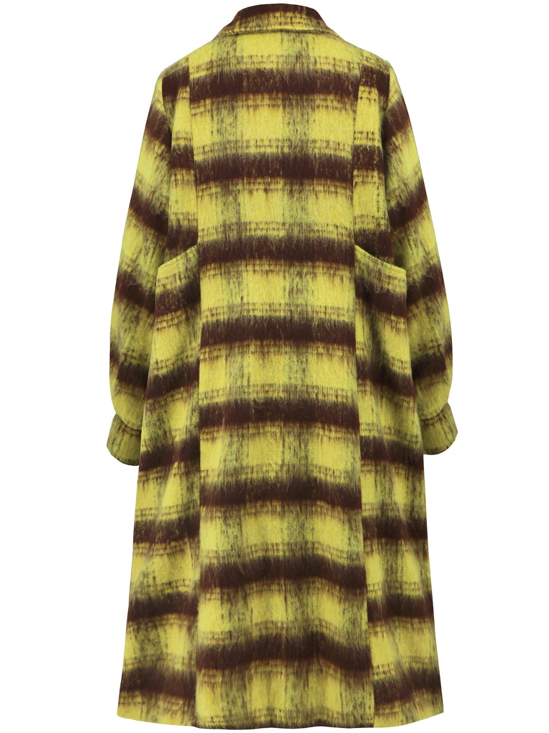 Contrast Double-Breasted Long Sleeve Longline Coat - felvior