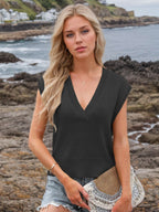 Ribbed Hem V-Neck Sweater Vest