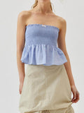 Smocked Peplum Tube Top - felvior