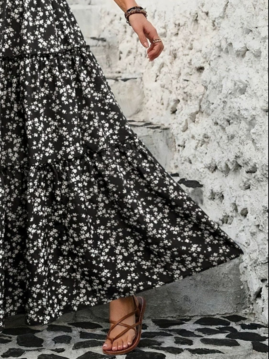 Tiered Floral Maxi Skirt - felvior