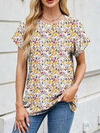 Printed Round Neck Short Sleeve Top