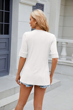 Texture Square Neck Half Sleeve Blouse