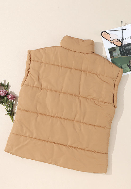 Zip Up Vest Coat with Pockets - felvior