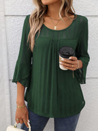 Round Neck Three-Quarter Sleeve Top