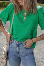 Eyelet Embroidered Patchwork Top