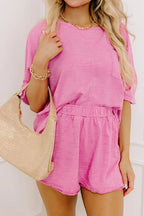 Round Neck Half Sleeve Top and Shorts Set