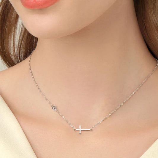 Cross 925 Sterling Silver Moissanite Necklace - felvior