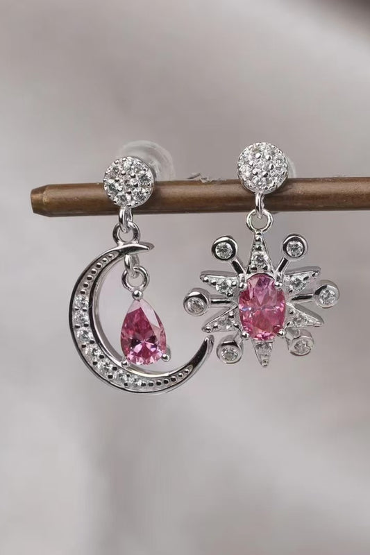 1 Carat Moissanite 925 Sterling Silver Moon & Star Earrings - felvior