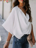 Full Size Ruched Three-Quarter Sleeve Blouse Plus Size - felvior