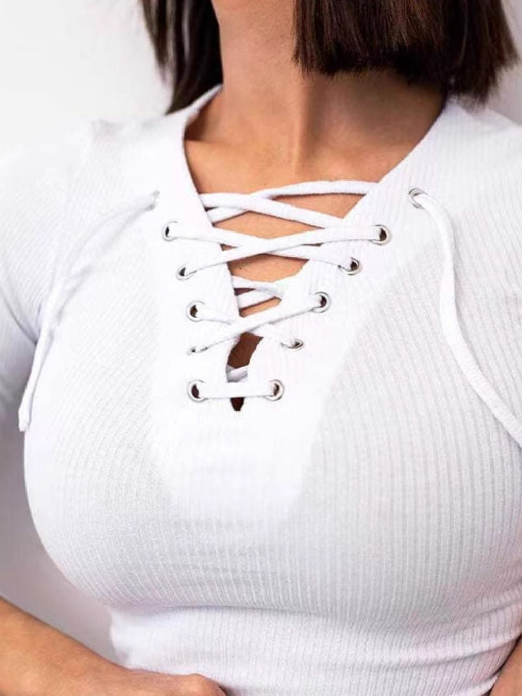 Lace Up Long Sleeve T-Shirt