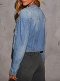 Snap Down Dropped Cargo Denim Jacket - felvior