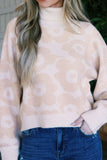 Flower Pattern Turtleneck Long Sleeve Sweater - felvior
