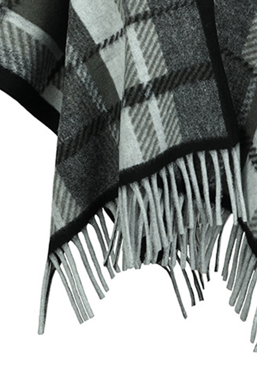 Cloak Sleeve Fringe Detail Poncho - felvior
