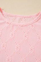 Flower Geometric Textured Short Sleeve Top