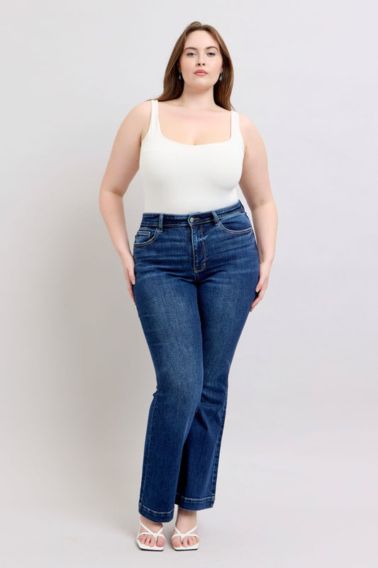 Judy Blue Full Size High Rise Flare Jeans with Pockets Plus Size - felvior