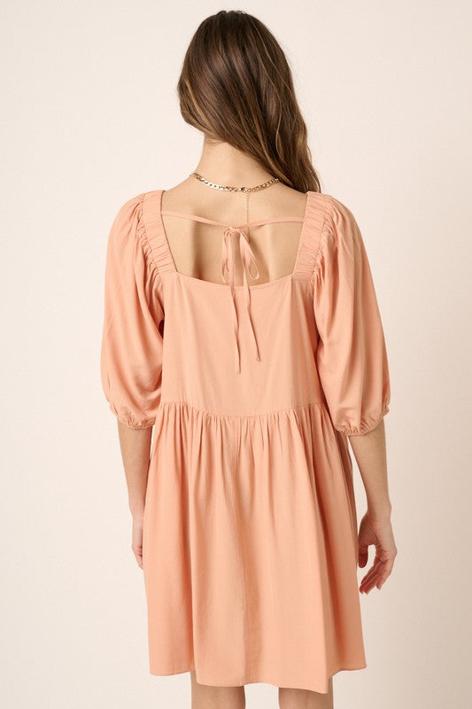Mittoshop Pintuck Detail Tie Back Mini Dress - felvior