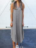 Full Size V-Neck Midi Tank Dress - felvior