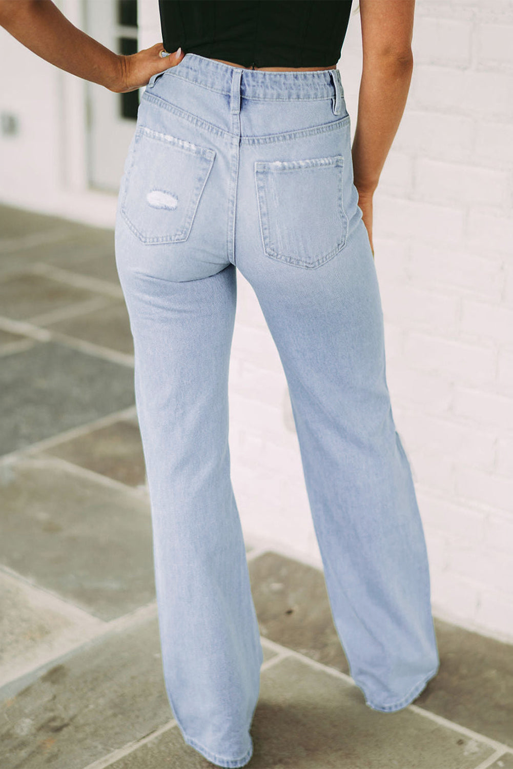 Distressed High Waist Jeans - felvior