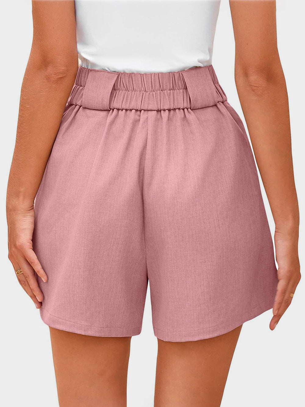 Two Button Wide Waistband Shorts