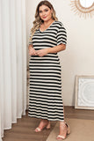 Plus Size V-Neck Side Slit Maxi Dress - felvior
