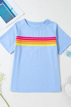 Striped Round Neck Short Sleeve T-Shirt