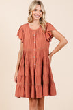 Mittoshop Lace Detail Ruffled Button Down Tiered Dress - felvior