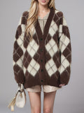 Plaid V-Neck Button Up Cardigan - felvior