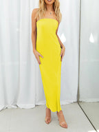 Lace-Up Back Tube Maxi Dress