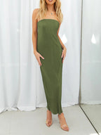 Lace-Up Back Tube Maxi Dress