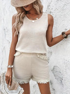 Round Neck Wide Strap Tank and Shorts Set